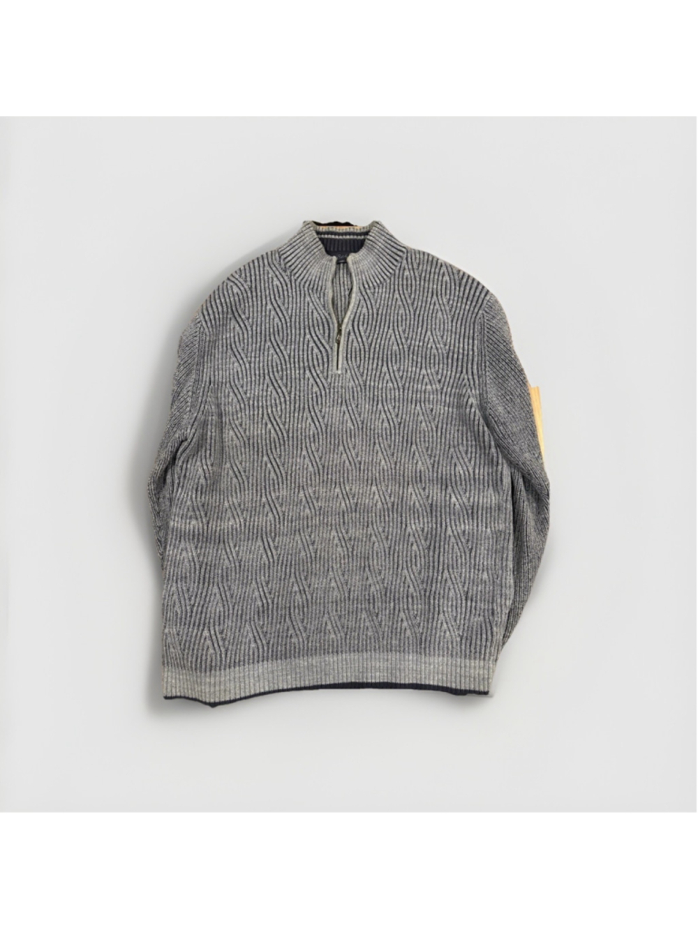 Tommy Bahama Men's XXL 1/4 Zip Cable Knit 100% Cotton Gray Pullover Mock Sweater